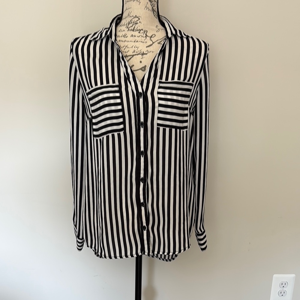 My Michelle Black and White Striped Women's Top